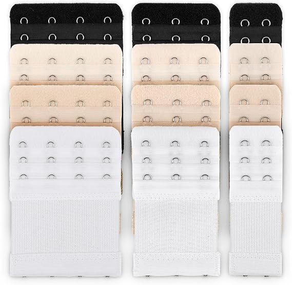 PEASUG 12 PCS Bra Extenders 2 Hook / 3 Hook / 4 Hook, Bra Strap Extender | Bra Extension Strap, Bra Extenders 3 Hooks, Bra Extender 4 Hook, Bra Extender 2 Hook, Bra Extenders for Women Plus Size