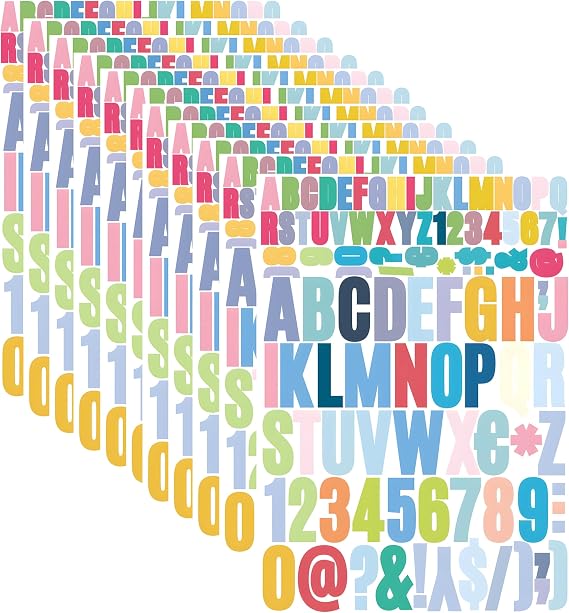 YMSDZHL 10 Sheets 102 Alphabet Stickers Letter Sticker Vinyl Self-Adhesive Number Vinyl Stickers, Mailbox Numbers Labels DIY Crafts Art Making, Decals for Sign,Notebook,Classroom Decor