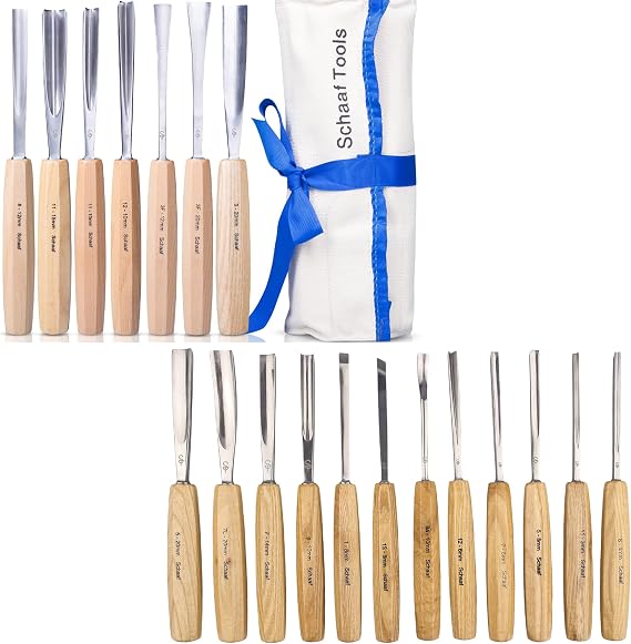 Schaaf Tools 7pc Expansion Carving Set and Schaaf Tools 12pc Foundation Carving Set Bundle