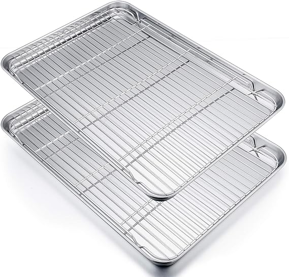 P&P CHEF 19.6 Inch Baking Sheet with Rack Set, Pans with Flat Racks