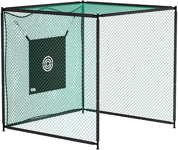 MR Golf Driving Cage - 10x10ft, Hitting Net with Target Cloth & Steel Frame for Full Swing Indoor/Outdoor Practice