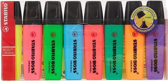 STABILO BOSS ORIGINAL - Fosforlu Kalem - 8'li Paket - Çeşitli Renkler