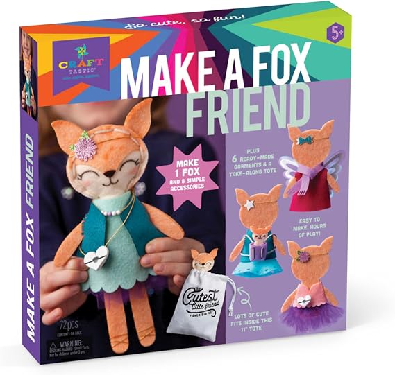 Craft-tastic Make a Fox Friend Craft Kit Learn to Make 1 Easy-to-Sew Stuffie with Clothes & Accessories