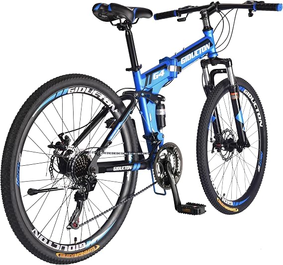 EUROBIKE YH-G6 Folding Bike for Adults 26 Inch Wheels 21 Speed Full Suspension Dual Disc Brakes Mountain Bikes Foldable Frame Bicycle