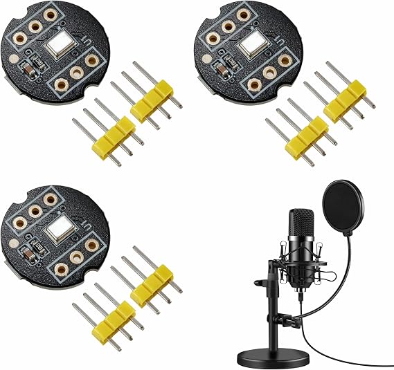 3 Pieces INMP441 Microphone Module - Omnidirectional MEMS Microphone with 24-Bit I2S Interface Digital Output Sensor Module for ESP‑32/Arduino Precise Voice and Audio Recording