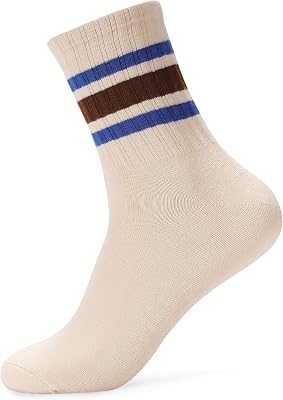 Women Tube Socks Anti Odor Crew Soft Combed Cotton Quick Dry Moisture Wicking Breathable Socks with Strips