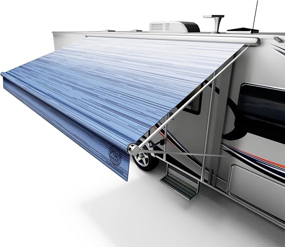 Heavy-Duty RV Awning Fabric Replacement 16ft Camper Awning Replacement, 19.5oz Heat-Sealed Vinyl, UV-Resistant, Sunproof, Weatherproof, Universal Outdoor Canopy for RVs, Motorhomes & Trailers