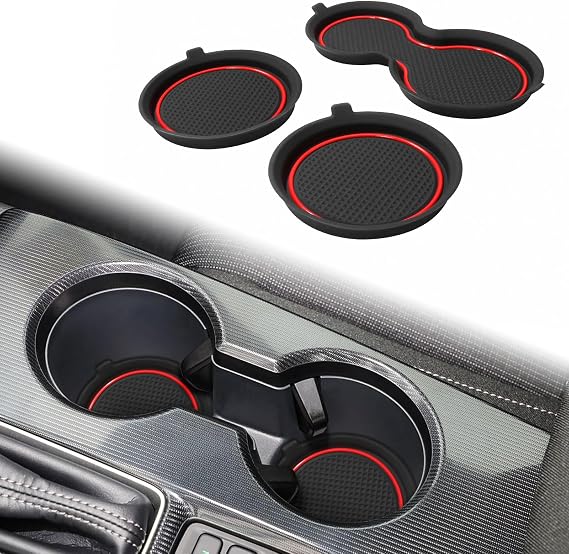 for Honda Civic Accessories 2022 2023 2024 2025 2026 Cup Holder Inserts 11th Gen Sedan Center Console Liner 3D Silicone Anti-dust Coaster Mat Pad Interior Decoration (3PCS, Red Trim)