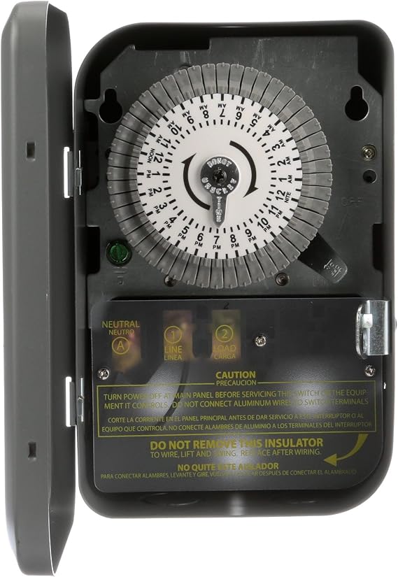 Southwire Woods Outdoor 24-Hour Heavy Duty Mechanical Time Switch - 120V/40 SPST - Programmable Outdoor Mechanical Timer for Appliances & Lighting - Black