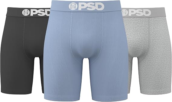 PSD Mens Underwear Core Light Blue Cotton Boxer Brief 3 Pack, XXL