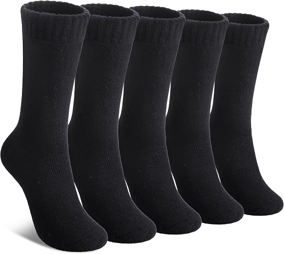 LINEMIN Wool Socks for Women Winter Warm Hiking Thick Warm Cozy Boot Crew Gift Socks 5 Pairs