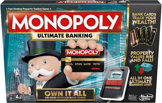 Hasbro Gaming Monopoly Ultimate Banking Edition Board Game for Families and Kids Ages 8 and Up, Electronic Banking Unit
