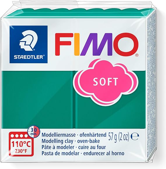 Staedtler FIMO Soft Polymer Clay -Oven Bake Clay for Jewelry, Sculpting, Crafting, Emerald 8020-56