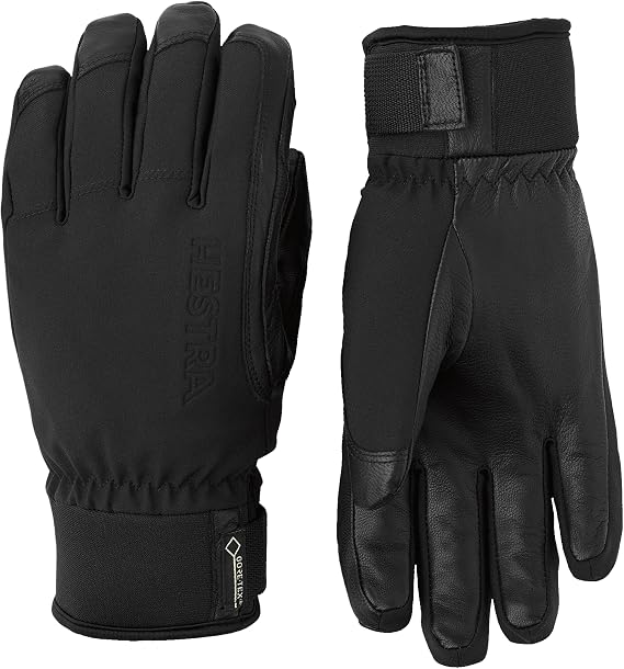 Hestra Alpine Short Gore-Tex Ski Glove, 5-Finger Waterproof Leather Glove for Skiing & Snowboarding