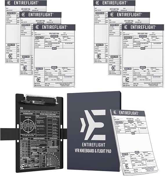 EntireFlight - Pilot Kneeboard, VFR Flight Pad 3 Pack, IFR Flight Pad 3 Pack Aviation Gear, Premium Aviation Bag and Kneeboard Accessories for PilotsBundle,