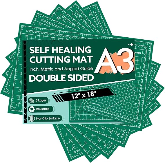 5 Packs Self Healing Cutting Mat 12" x 18" Rotary Cutting Sewing Mat A3, 5-Ply Cutting Board for Crafting, Sewing, Scrapbooking, Quilting and Precision Cutting