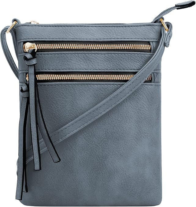 DELUXITY Crossbody Purse Bag Shoulder Bag Multi Pocket Zipper Purse