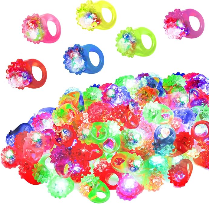 Cosweet 48/108Pcs LED Light Up Rings for Kids Adults Halloween Party Favors