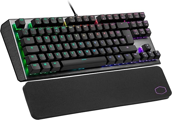 Cooler Master CK530 V2 Tenkeyless Mechanical Gaming Keyboard - Per-Key RGB Backlighting, On-the-Fly Controls, Aluminium Top Plate and Wrist Rest Included - UK Layout/Red Switches