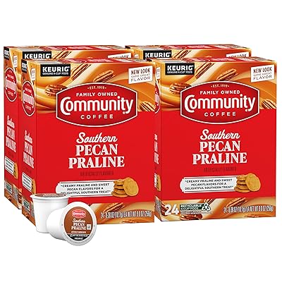 Community Coffee Southern Pecan Praline Flavored 96 Count Keurig K-Cup Coffee Pods, Medium Roast, 24 Count Pack of 4