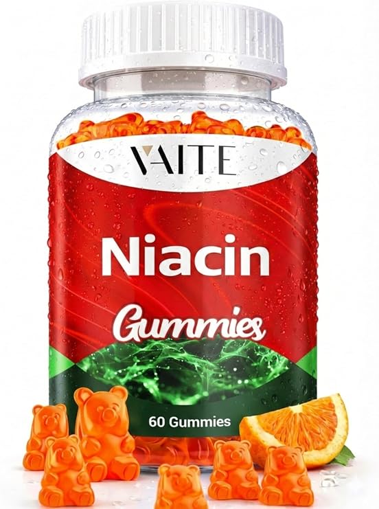 VAITE Niacin (Vitamin B3) 1000mg Supplement Antioxidant & Energy Support, Nicotinic Acid for Nutrient Conversion & Skin Hydration, Sugar-Free, 60 Vegan Gummies, Non-GMO, Daily Chewable