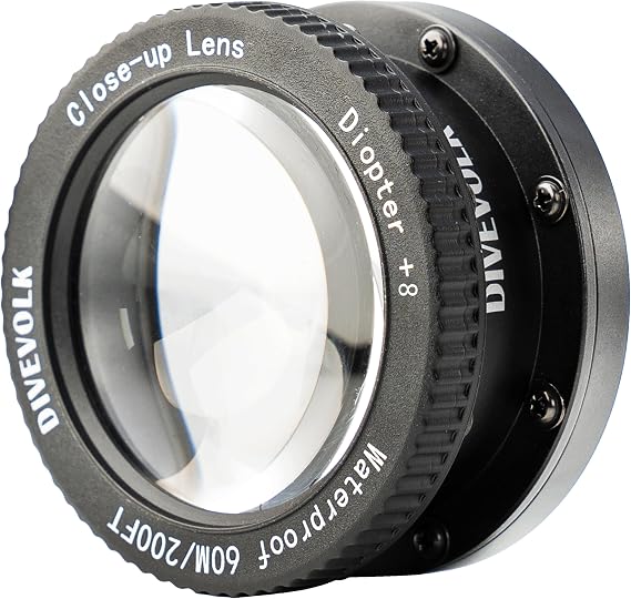 DIVEVOLK Underwater +8 Close-up Lens, Optical Wet Lens for DIVEVOLK SEATOUCH 4 MAX housing