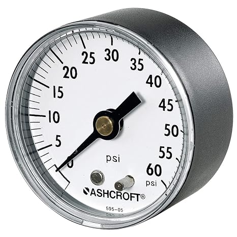 Gauge, Pressure, 0 to 160 psi, Back, 2 in.