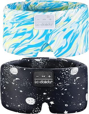 LC-dolida Sleep Mask with Bluetooth Headphones, Extra Large Silk Eye Mask for Sleeping Side Day Sleepers, Sleep Headphones Bluetooth 5.4 for Women Men with Thin Speaker, Blackout, Comfort, Microphone