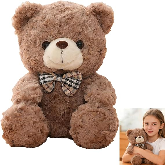 Teddy Bear, Brown Teddy Bear for Valentines, Approximately 20 to 25 cm Length, Soft Plush Teddy Bears for Decoration, Suitable for Valentine's Day and Carnival Gift Giving