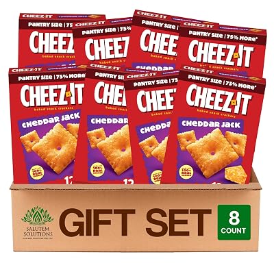 Salutem Vita Cheddar Jack Cheese Baked Snack Crackers 12.4 oz, Gift Set Pack of 8