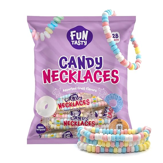 Candy Necklaces, Bulk Candy Individually Wrapped - 28 Count Bag | Candy for Goodie Bags, Party Favors, Classroom Rewards