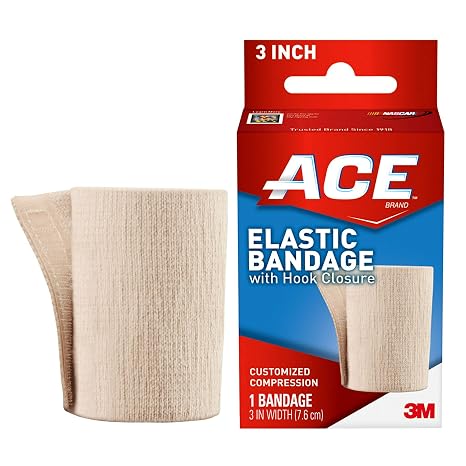 ACE Brand 3 inch Elastic Bandage with Hook Closure, 2-Pack, Great for Elbow, Ankle, Knee & More, Provide Support to Weak, Sore Muscles & Joint, Soft Elastic Material, Quality Design (207603-SIOC)