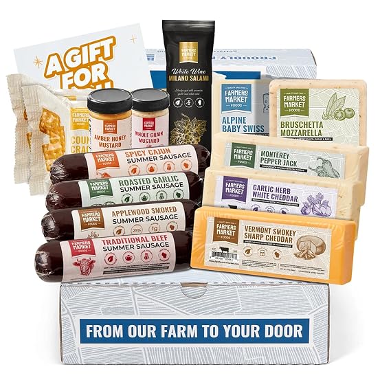 Farmers Market Festive Charcuterie Gift Box with Summer Sausages & Cheese