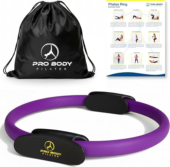 ProBody Pilates Circle - 14 Inch Magic Circle Pilates Ring | 30 lb Resistance, Dual Foam Grips, Inner Thigh Exerciser, Pilates at Home Equipment, Carry Pouch, Pilates Essentials