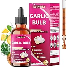 Liquid Garlic Extract - Allicin Supplement - 8in1 with Zinc, Elderberry, Olive Leaf, Oregano Leaf, Slippery Elm, Turmeric, and Ginger - 30ml 1 Fl Oz