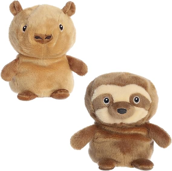 Aurora Eco Nation Reversible Eco Pairs 6.6" Capybara and Sloth Stuffed Animal