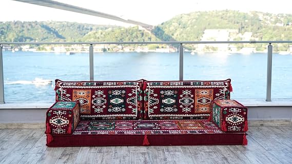 arabicsofa Maroon Set, Authentic Floor Couch, Sectional Sofas, Arabic Majlis, Turkish Rug, Couch Covers, Sofa Bed, Pouf Pillows (4'' Thickness Sofa)
