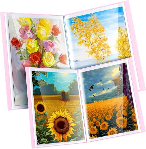 Henoyso 60 Pages Diamond Painting Storage Book A2 A3 Art Binder, Pink