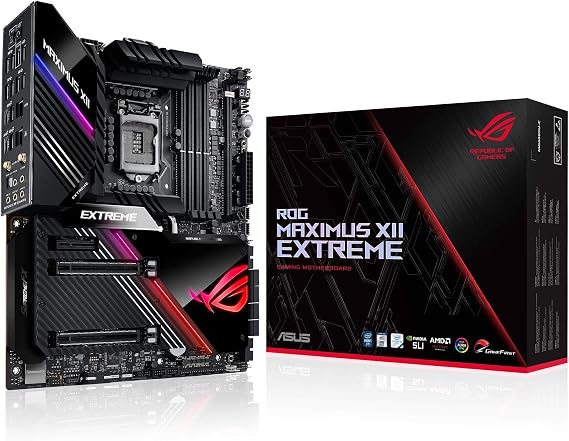 ASUS ROG Maximus XII Extreme Z490 (WiFi 6) LGA 1200(Intel 10th Gen) EATX Gaming Motherboard (16 Power Stages, 10 G & Intel 2.5G LAN, Fan Extension Card & ThunderboltEX 3-TR Card, 2 Livedash OLED)