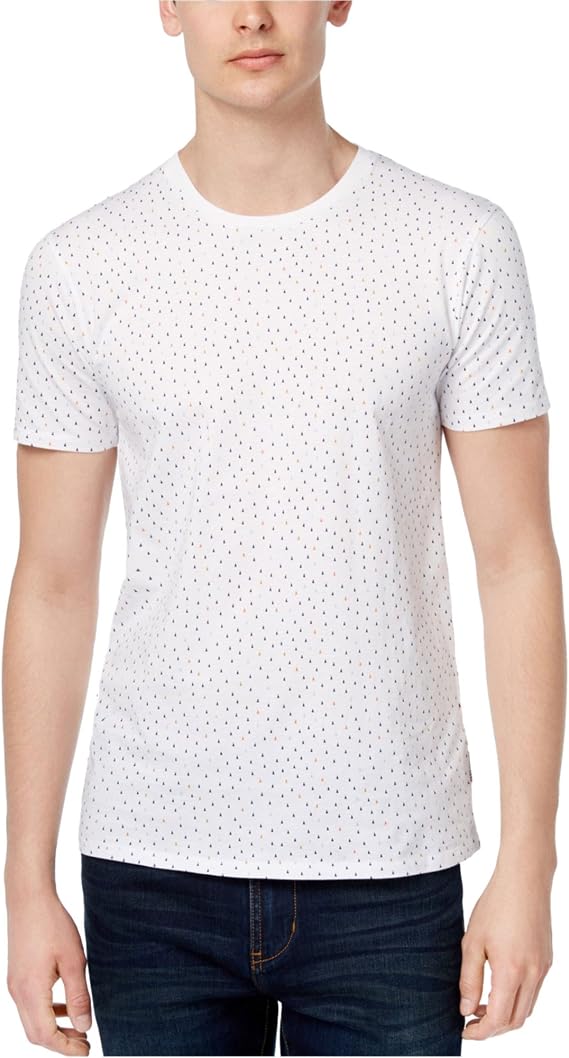 Ben Sherman Mens Slim Triangles Basic T-Shirt, White, Small