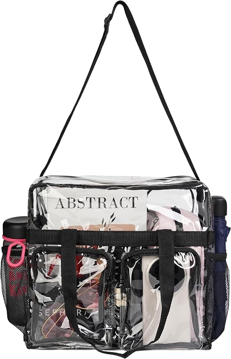 ZENPUNK Clear Bags Stadium Approved Clear Tote Bag with Zipper Closure Crossbody Bag with Adjustable Strap