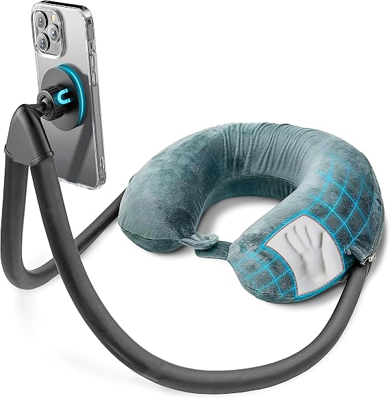 ENCASED Neck Pillow Phone Holder for iPhone - Magnetic Gooseneck Arm, Perfect for Laying in Bed/Car/Couch or Travel - Ultra Comfortable Memory Foam for Kids and Adults (Compatible with MagSafe)