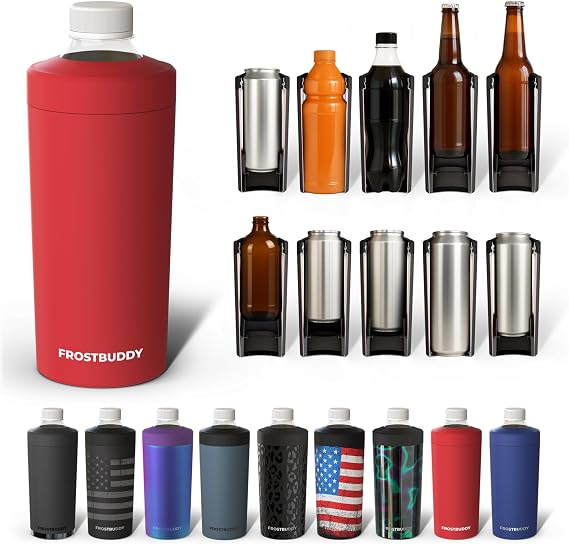 Frost Buddy XL Can Cooler - Fits 12/16/20/24 oz Cans & Bottles (Crimson)