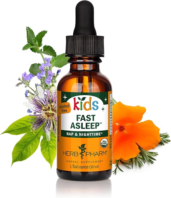 Herb Pharm Kids Fast AsleepTM: Sleep Support Herbal Extract, Sugar-Free, Alcohol-Free, Herbal Supplement for Kids, Nap & Nighttime Support, Non-Bitter, Up to ~132 Servings Per Bottle, 1 oz*