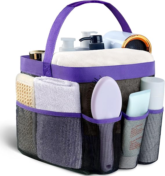 Mesh Shower Caddy Portable - 9 Pockets for College Dorm Room Essential