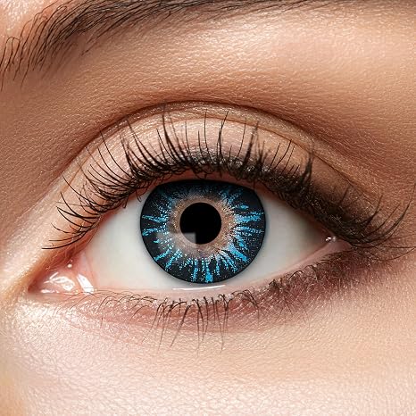 Zoelibat Tone64 Coloured Contact Lenses Blue Without Prescription Lenses 1 Pair of Lenses for 12 Months Soft Monthly Lenses Natural Looking