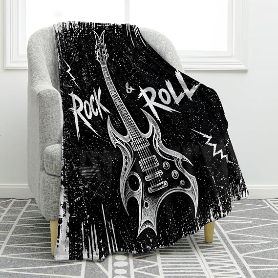 Jekeno Rock Roll Gifts Blanket Guitar Throw Blanket