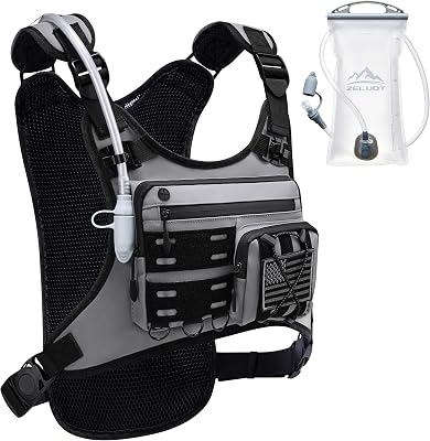 Running Vest with 2L Water Bladder, Hydration Backpack, USA Original Patent, Lightweight Hydration Pack with Gear Holder, Reflective Chest Pack for Men Women for Marathon