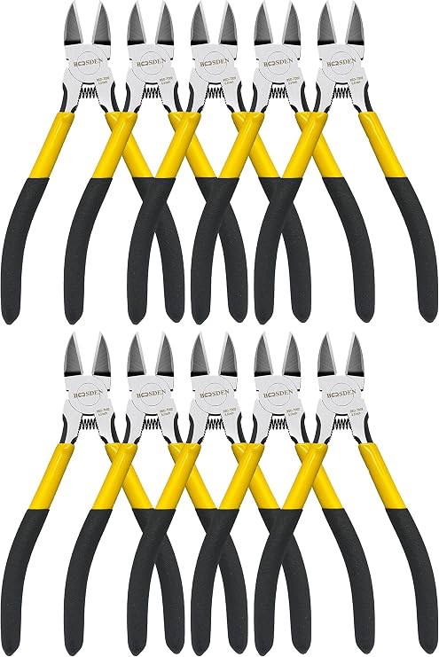 Wire Cutters 10 Pack, 6.5 inch, BOOSDEN Flush Cutters, Spring Loaded Cutting Pliers, Side Cutters, Dykes Cutter, Wire Clippers, Plastic Cutter, Wire Cutters for Jewelry, Floral, Electrical