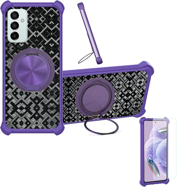 Case Compatible for Samsung Galaxy Buddy 2 Phone Case Cover [with 1* Tempered Glass Screen Protector] Hybrid Case[360°Ring Support, Magnetic] CX-17-ZI